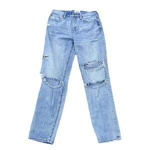 Pistola Women's Distressed Straight Leg Blue Denim Jeans Size 27x30 Mid‎ Rise